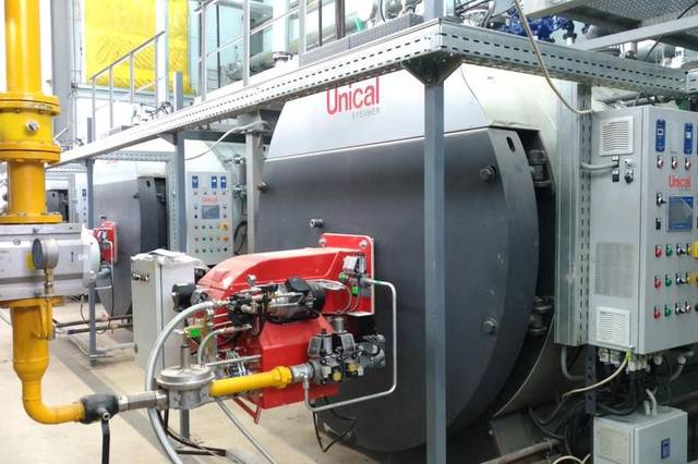 Паровой котёл Unical 4 × BAHR'12 5000 HPEC IML, каскад + DETE 16000 — Павлово-Посадский гофрокомбинат